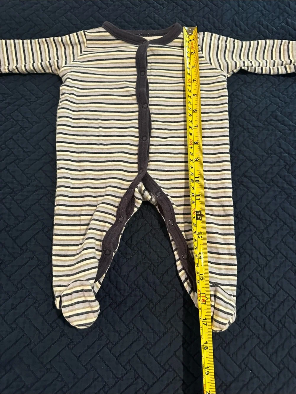 Striped Blue & Brown Footed Baby Cotton One-Piece Play and sleep size 0-3 Months
